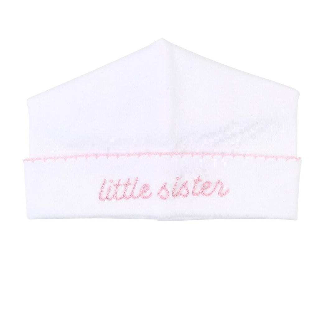 LITTLE SISTER EMBROIDERED NEWBORN HAT