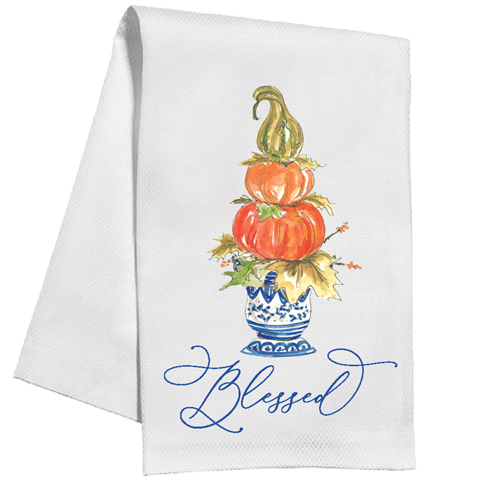 BLESSED DOUBLE PUMPKIN TOPIARY KITCHEN TOWEL
