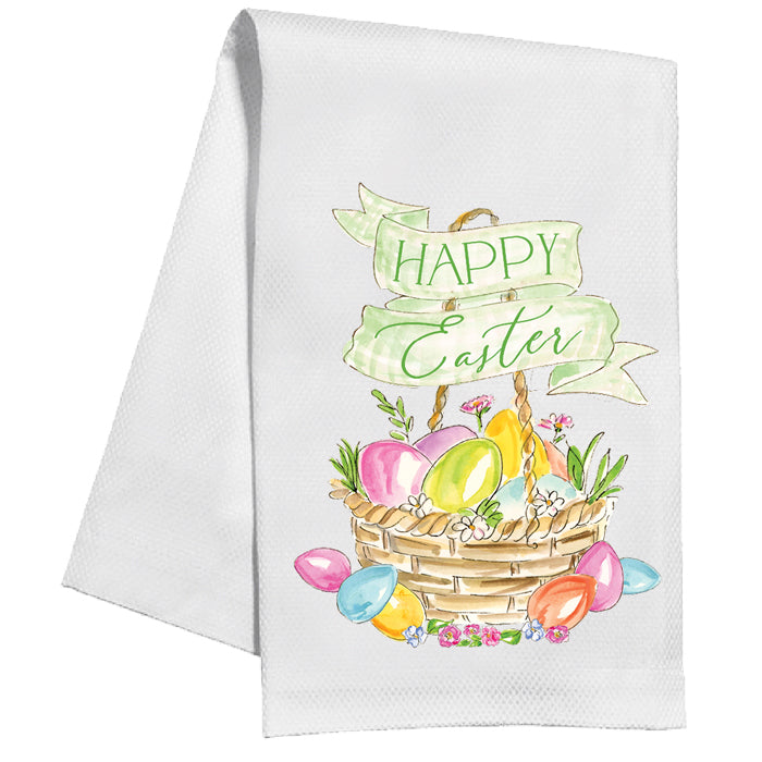 HAPPY EASTER BASKET OF EGGS KITCHEN TOWEL