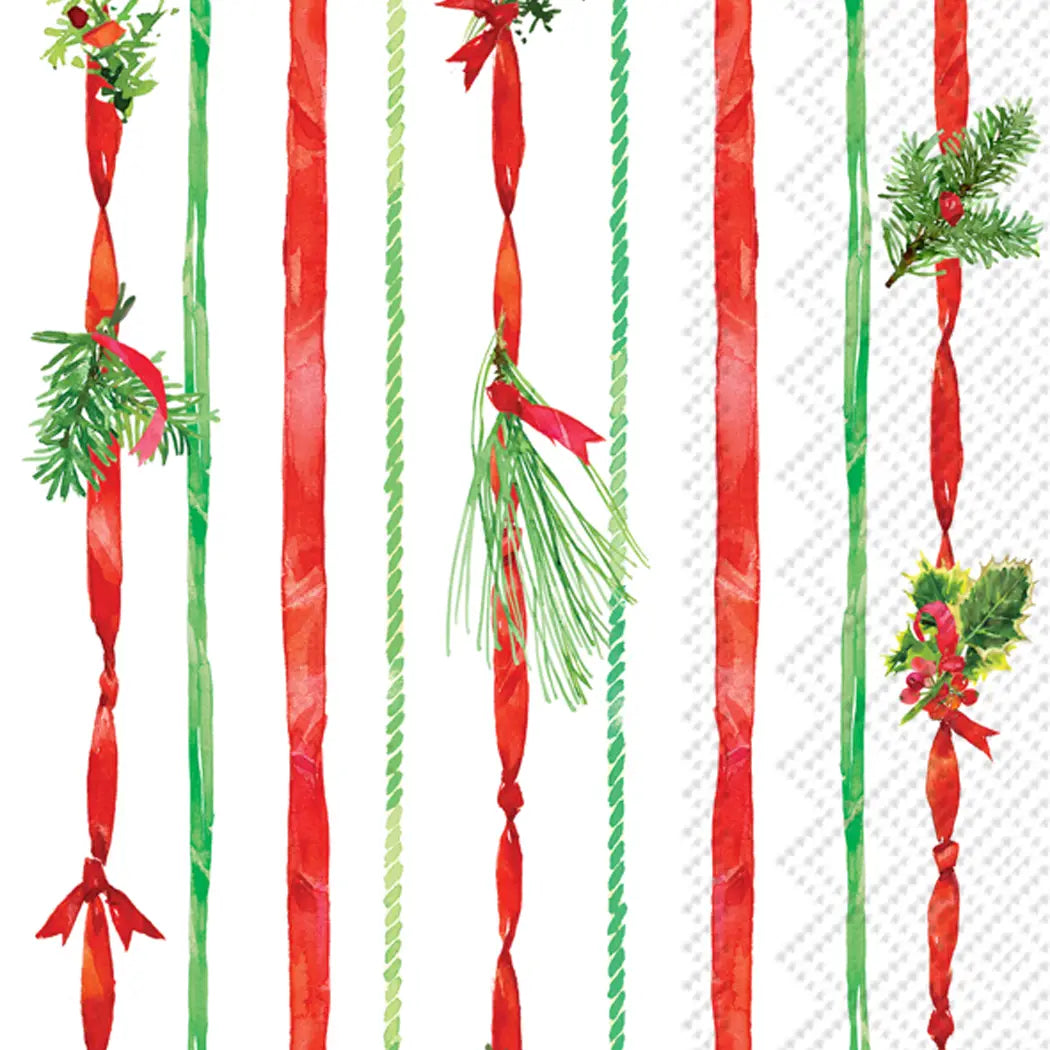 CHRISTMAS RIBBON STRIPE GUEST TOWEL