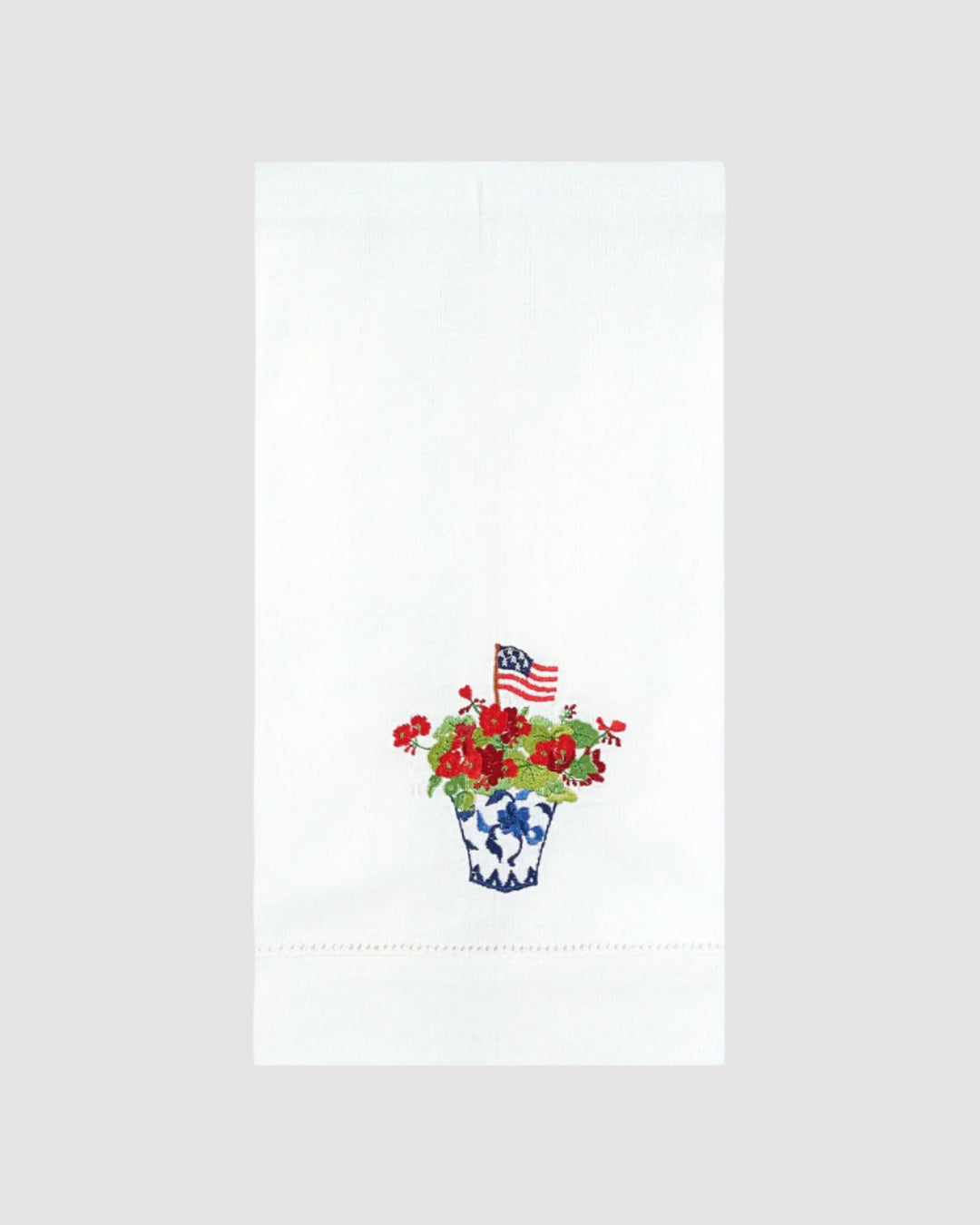 PATRIOTIC CHINOISERIE EMBROIDERED GUEST TOWEL