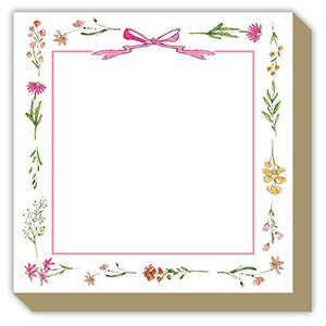 FLOWER BORDER PINK BOW MINI LUXE NOTEPAD