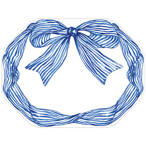ROYAL BLUE STRIPE BOW PAPER PLACEMAT
