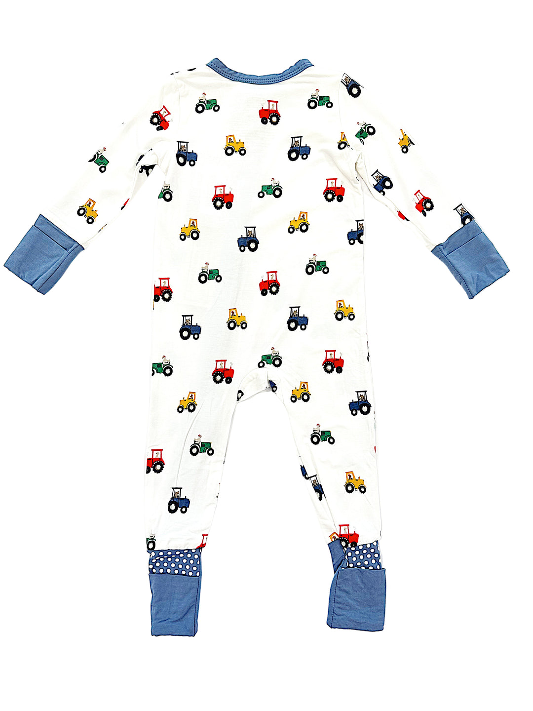 Mini Tractors Bamboo Zipper Romper – Soft Bamboo Baby Boy One-Piece with Tractor Print | Walker Boutique