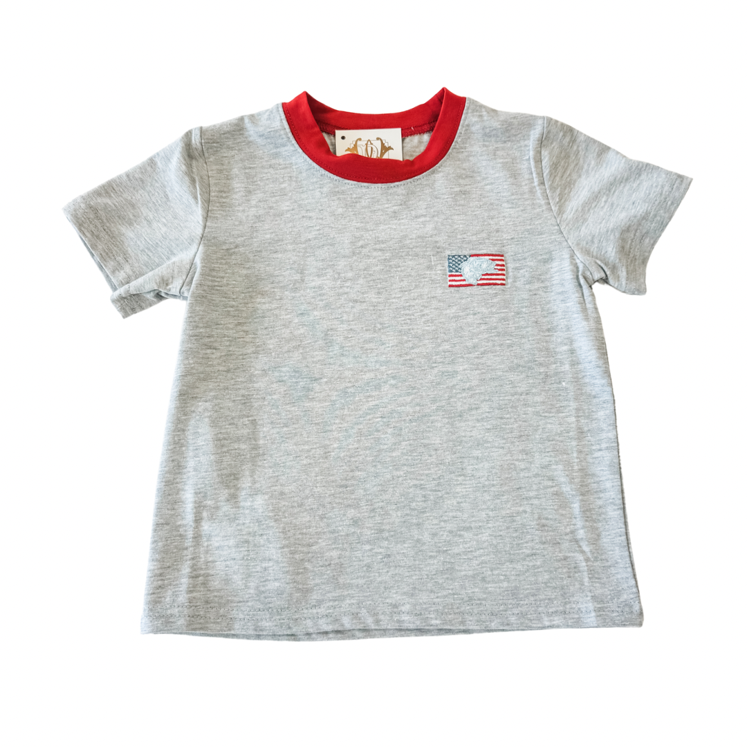AMERICAN FLAG & FISH BOYS TEE