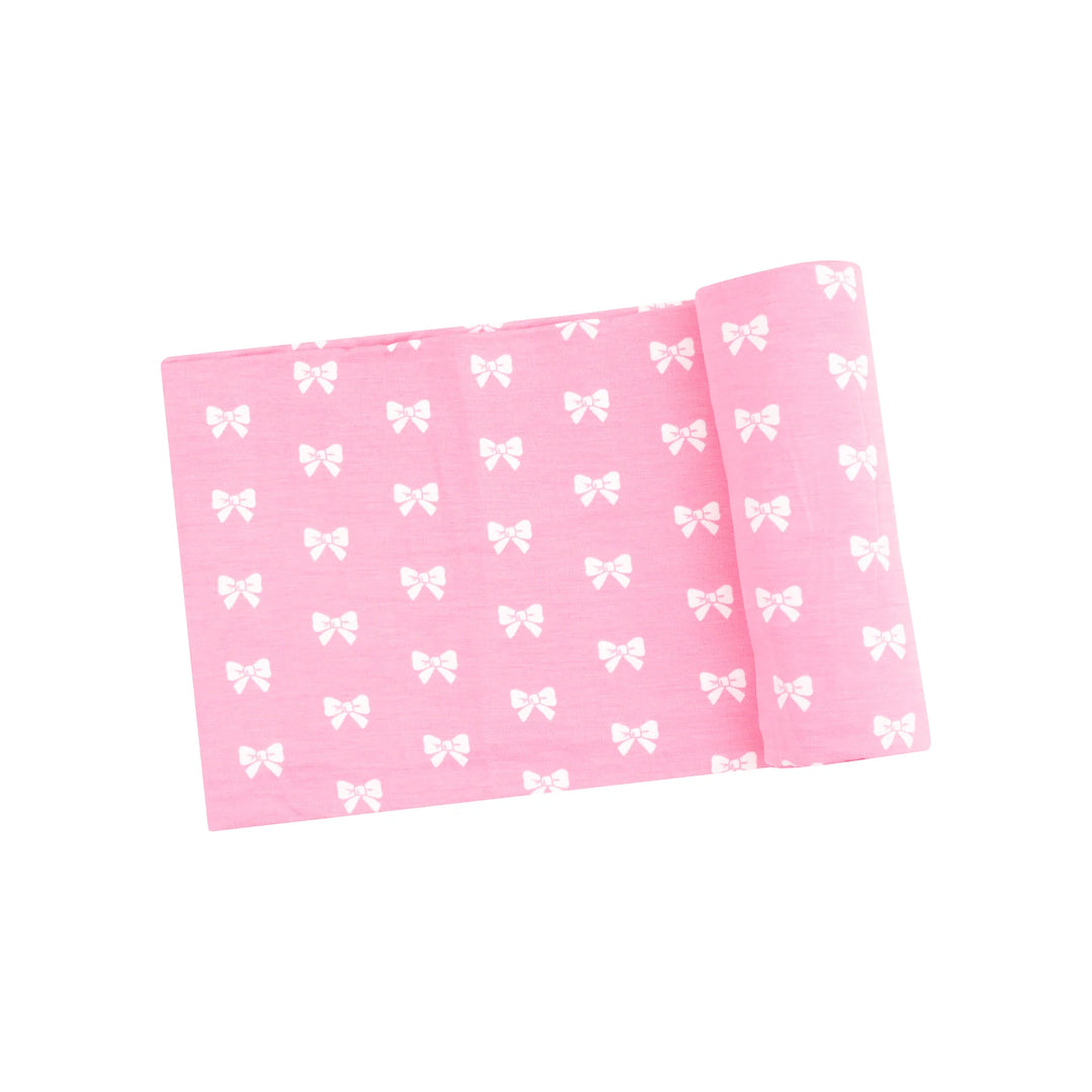PINK BOWS SWADDLE BLANKET