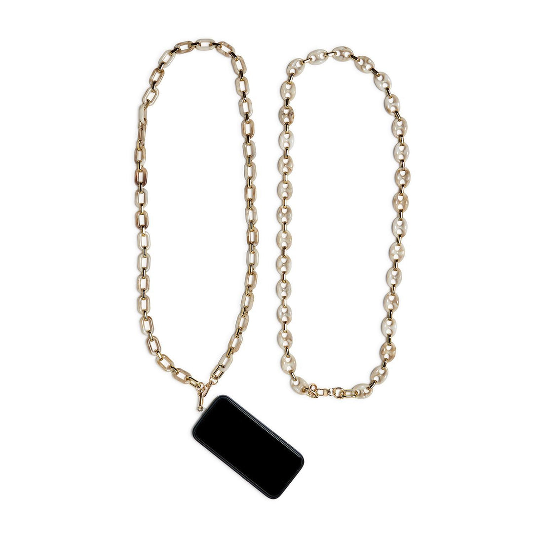 Necklace with a black pendant on a white background