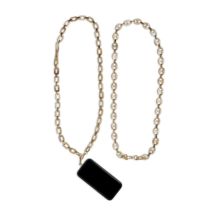 Necklace with a black pendant on a white background
