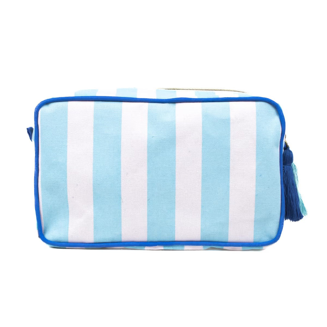 CAPRI BLUE & WHITE STRIPED MEGAN COSMETIC BAG