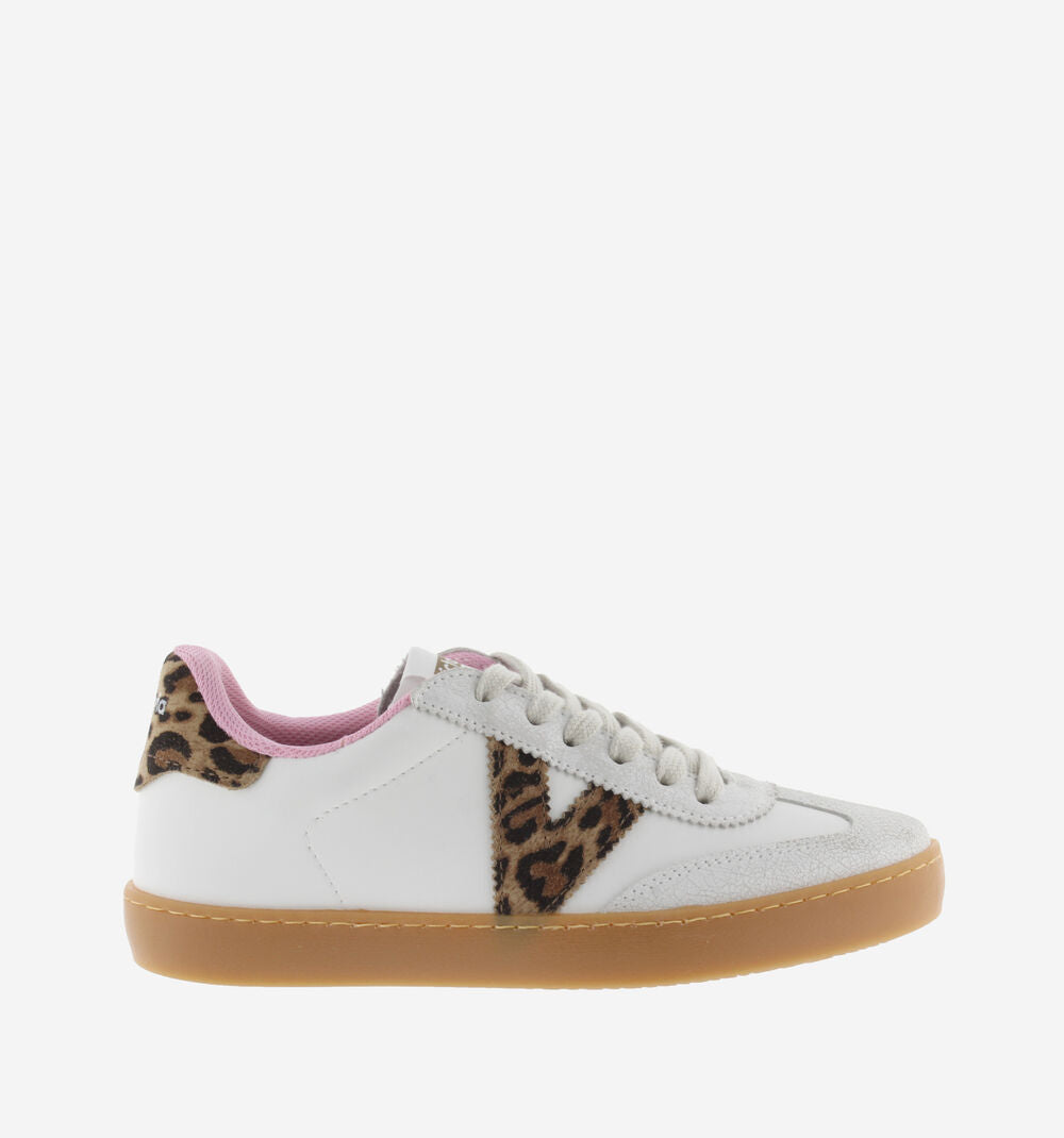 VICTORIA: HEILO LEOPARD FUCHSIA LEATHER SNEAKERS