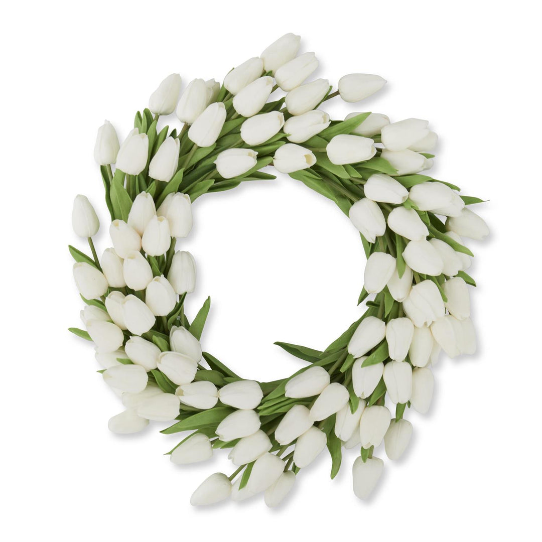22" WHITE REAL TOUCH MINI TULIP WREATH