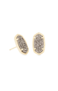 ELLIE STUD EARRINGS, GOLD PLATINUM DRUSY