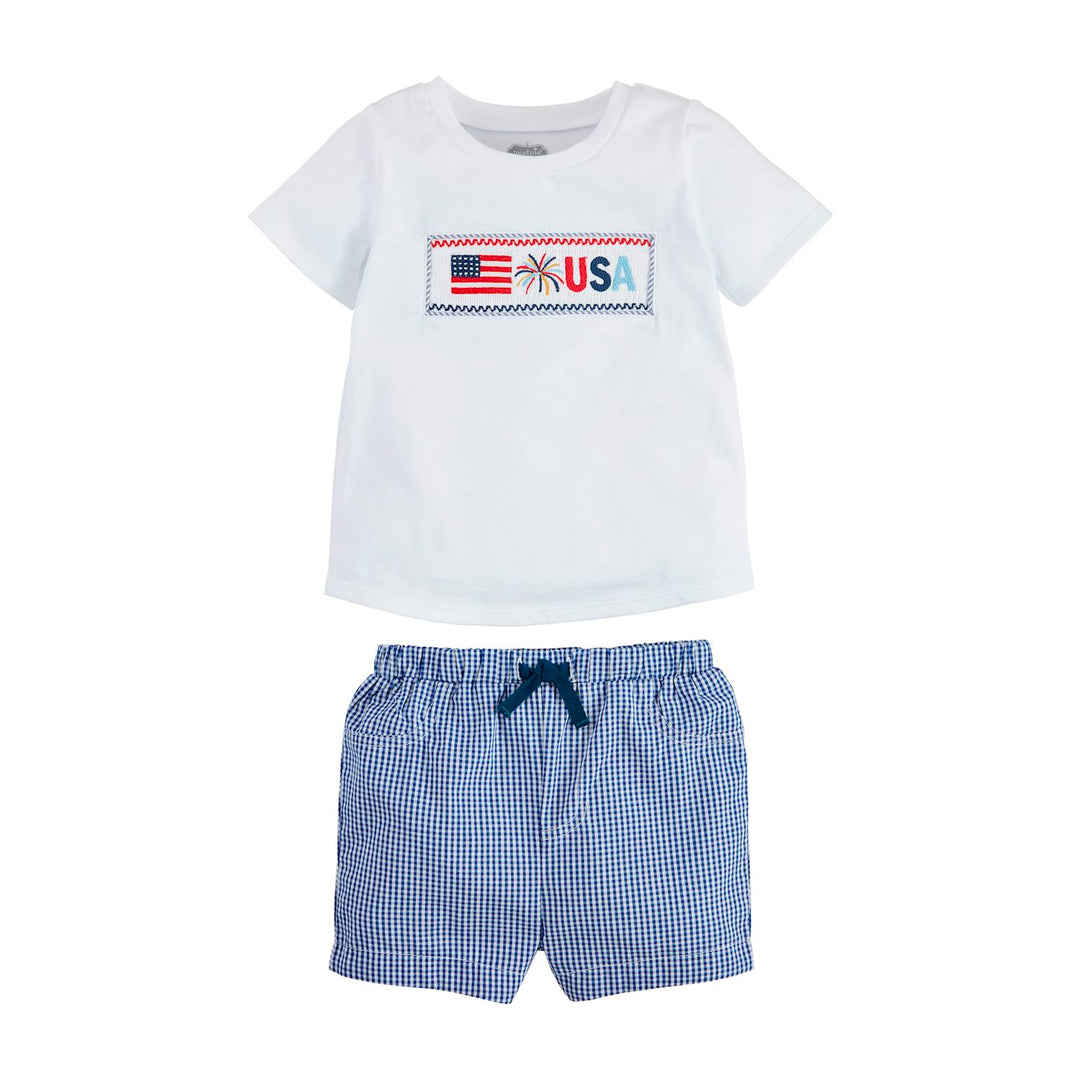 FLAG SMOCKED SHORT SET