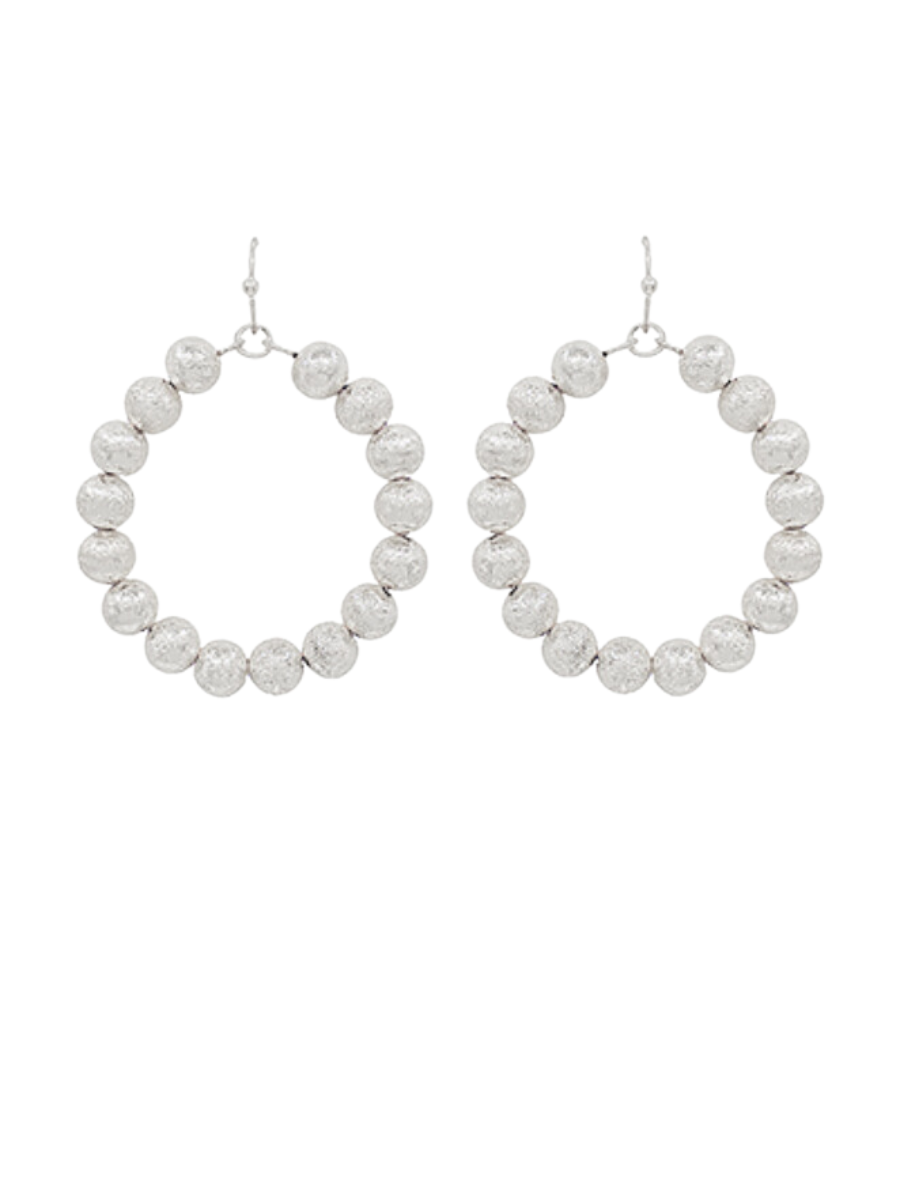 SILVER BALL ROUND EARRINGS
