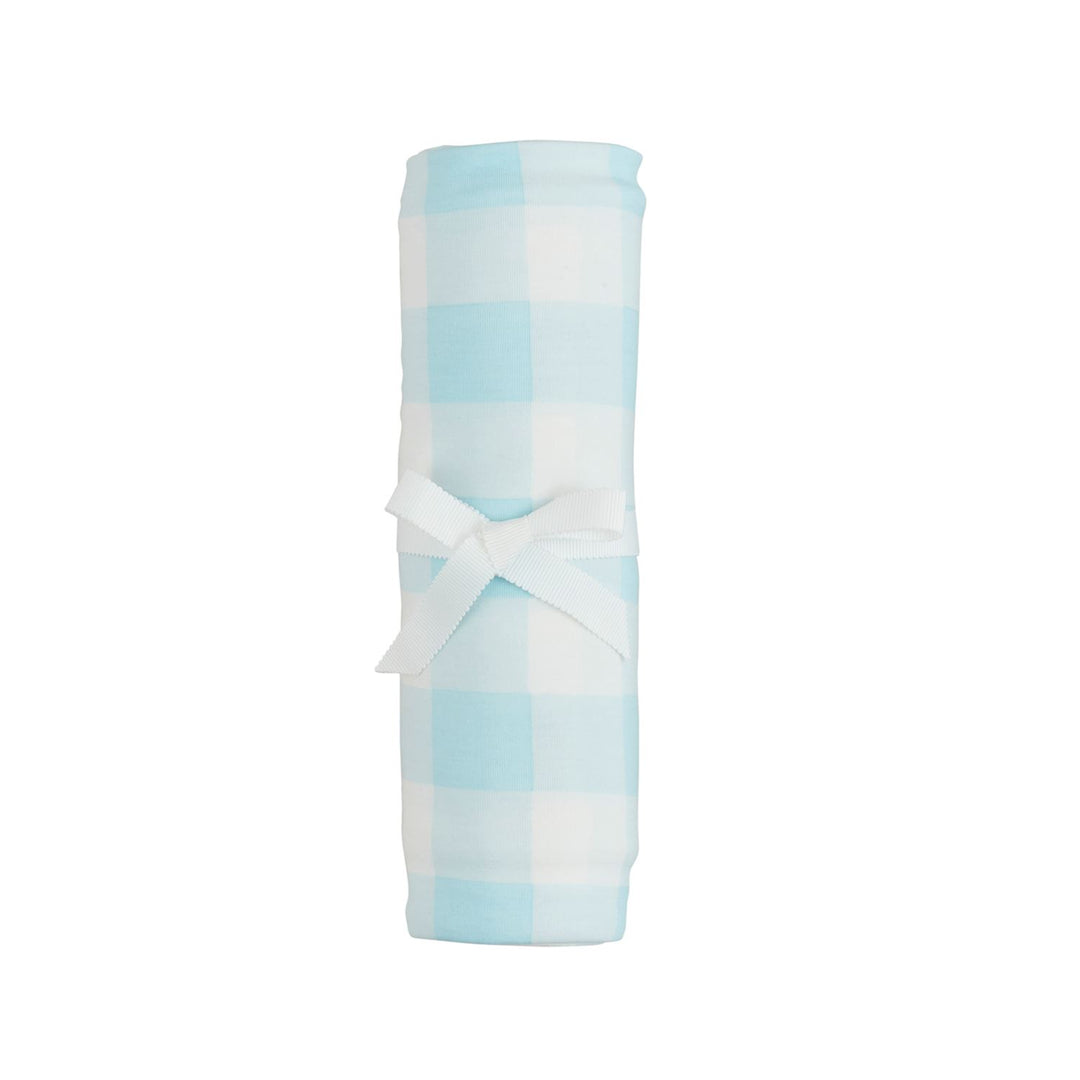 BLUE GINGHAM SOFT KNIT SWADDLE