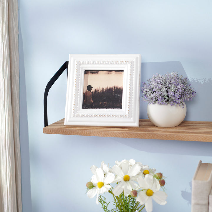 WHITE BEADED SQUARE PHOTO FRAME