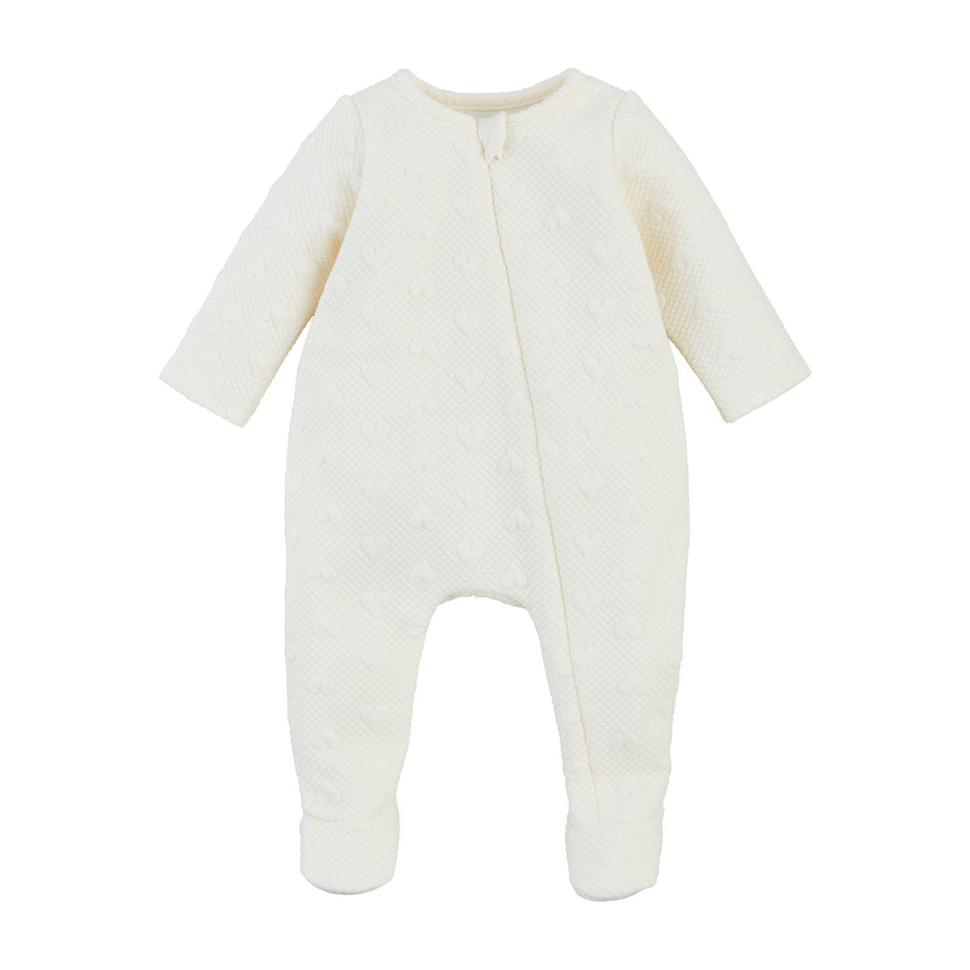 IVORY QUILTED HEARTS FOOTIE