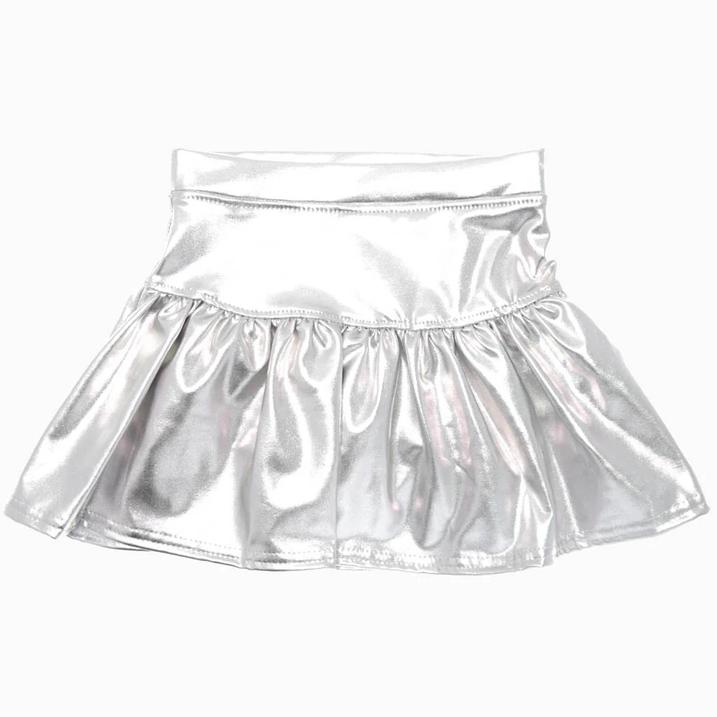 Silver metallic skirt on a white background