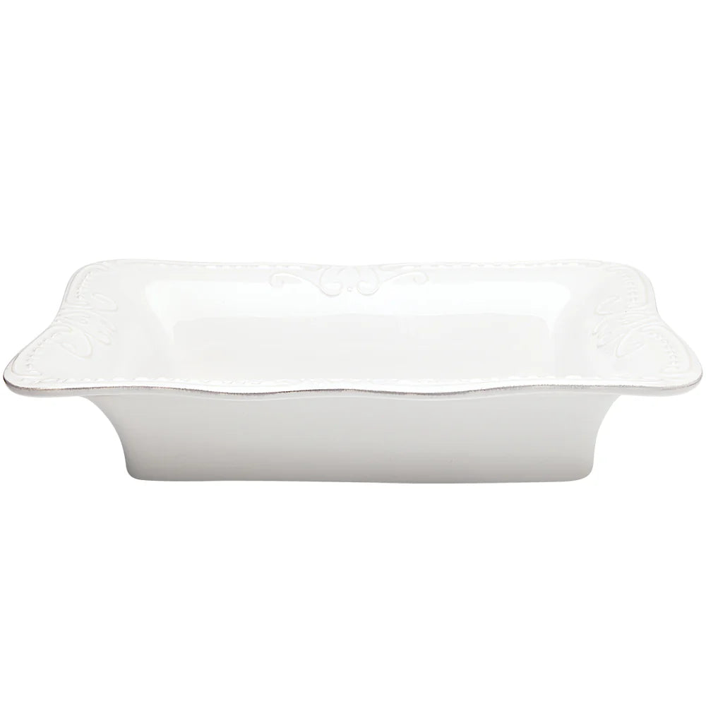 White ceramic serving dish on a white background