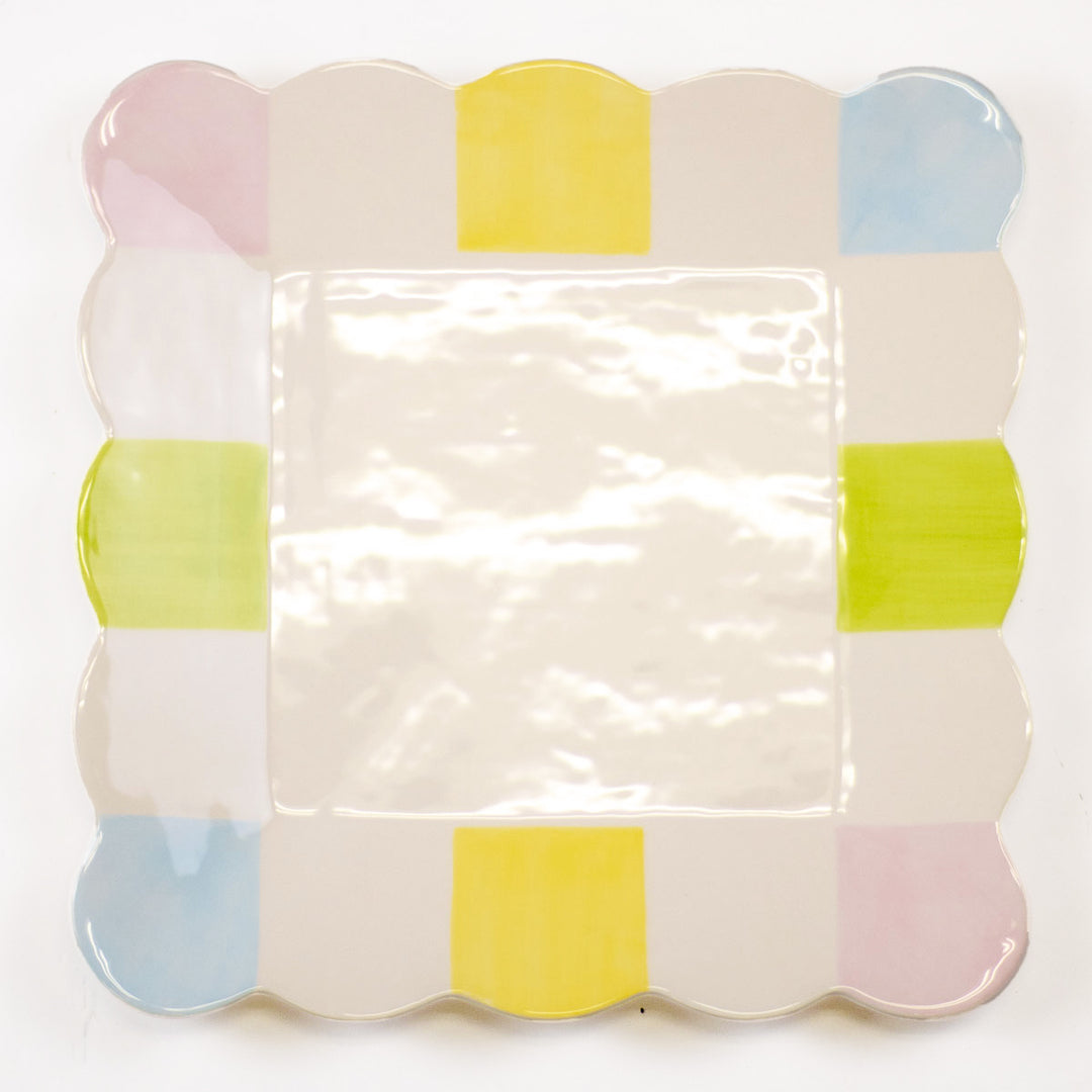 FINAL SALE CANDY STRIPE SCALLOPED SQUARE PLATTER
