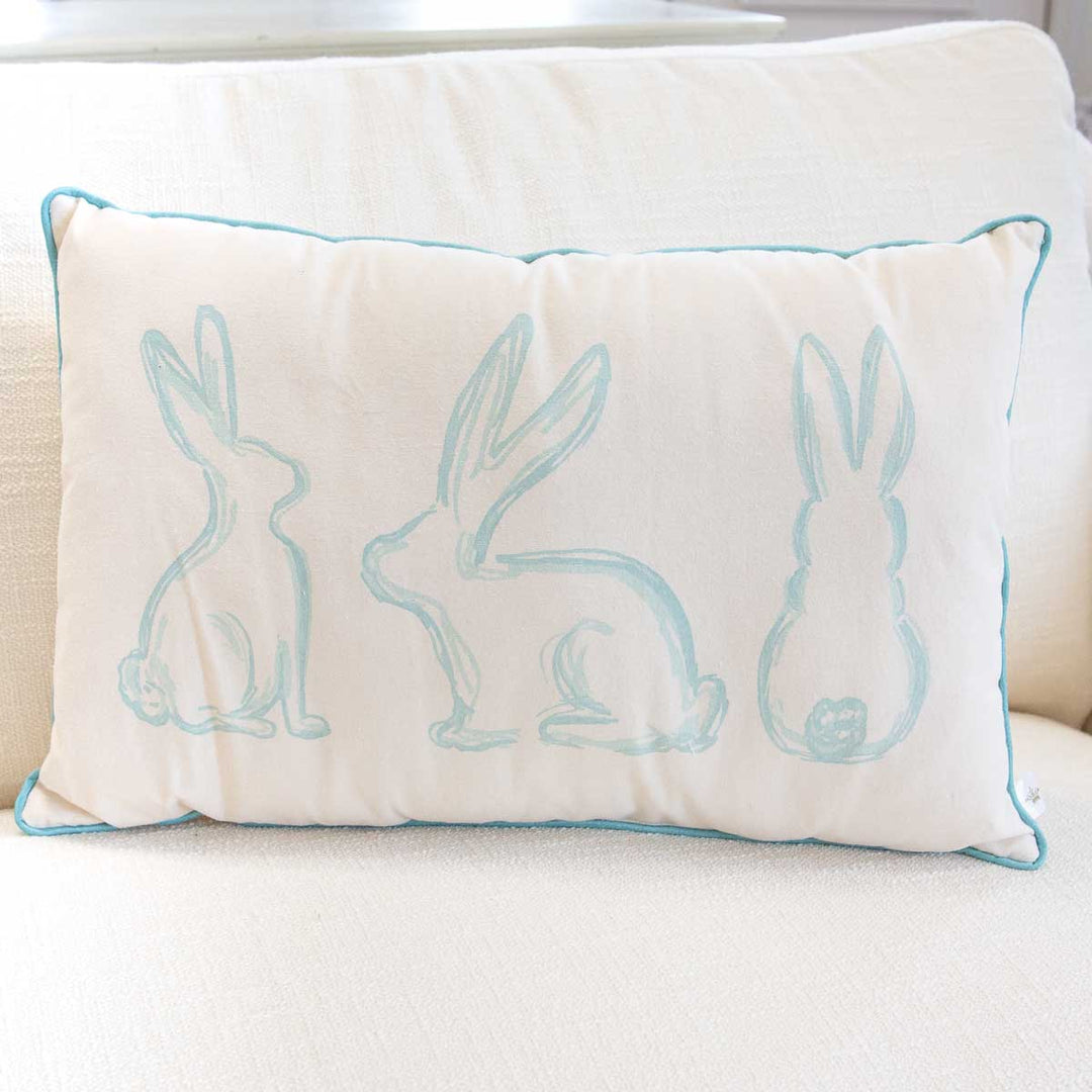 SOFT BLUE BUNNY LUMBAR PILLOW