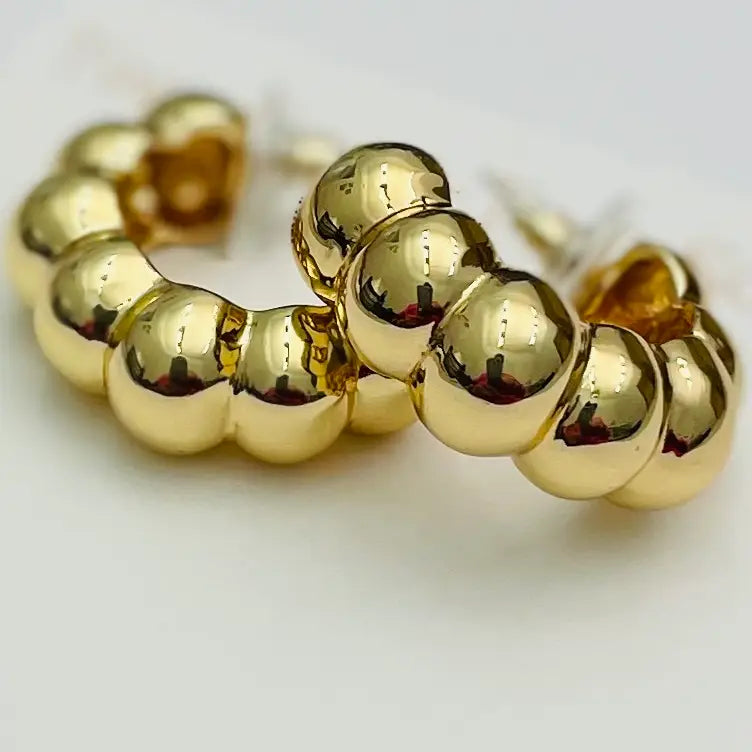 GOLD WIDE BUBBLE HOOP EARRINGS