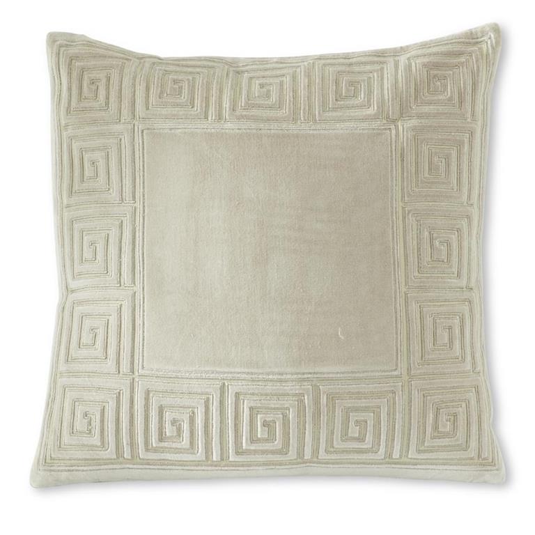 GREEK KEY TAN VELVET SQUARE PILLOW
