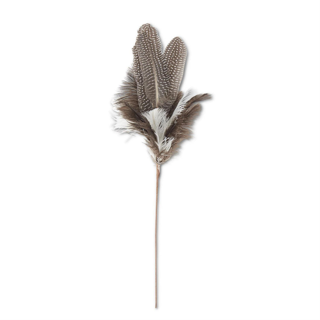 19" BROWN & WHITE SPECKLED FEATHER SPRAY