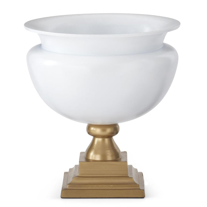 WHITE & GOLD VASE ON PEDESTAL