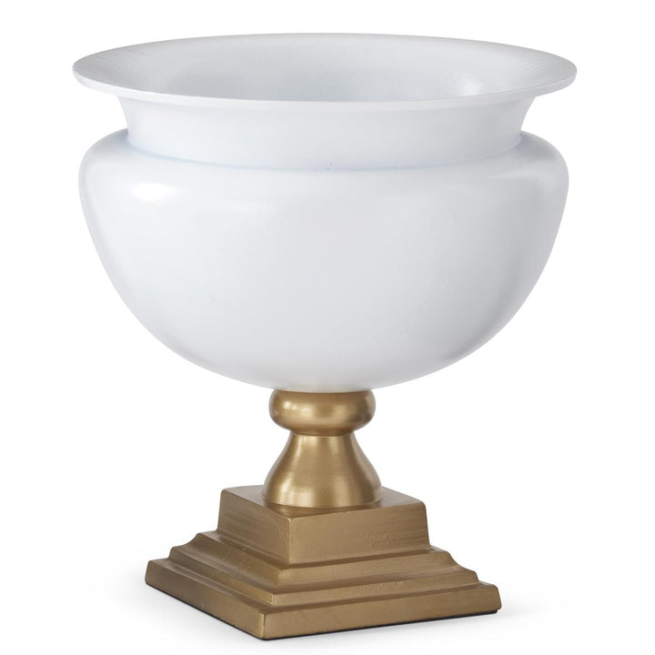WHITE & GOLD VASE ON PEDESTAL
