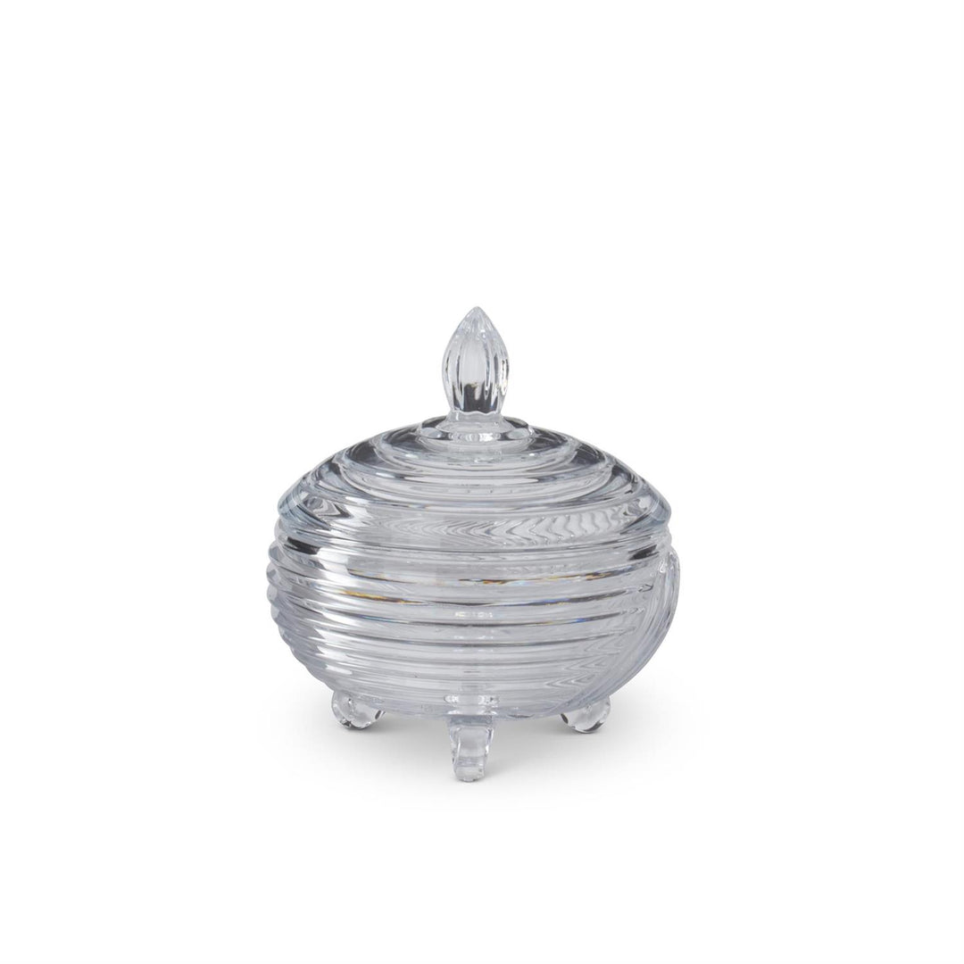 LINE PRESSED FOOTED LIDDED DISH
