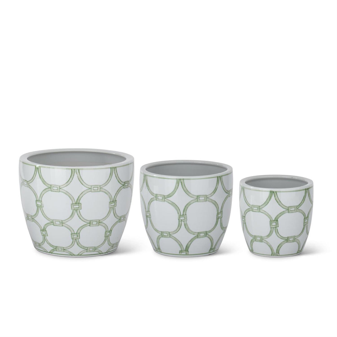 GREEN & WHITE CERAMIC POTS