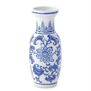 BLUE AND WHITE VASE with cylindrical shape