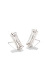 FLETCHER STUD EARRINGS, SILVER WHITE CZ