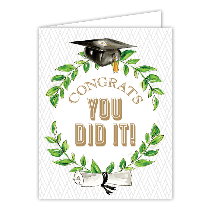 CONGRATS YOU DID IT! GRAD CAP & DIPLOMA GREETING CARD