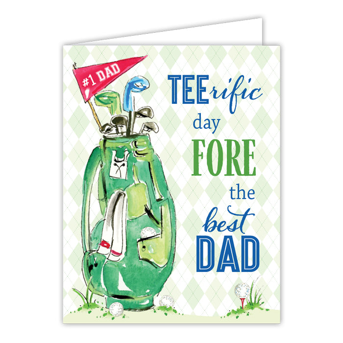 TEERIFIC DAY FORE THE BEST DAD GOLD BAG GREETING CARD