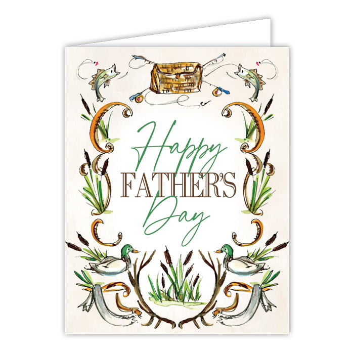 HAPPY FATHER'S DAY FISHING & DUCKS GREETING CARD