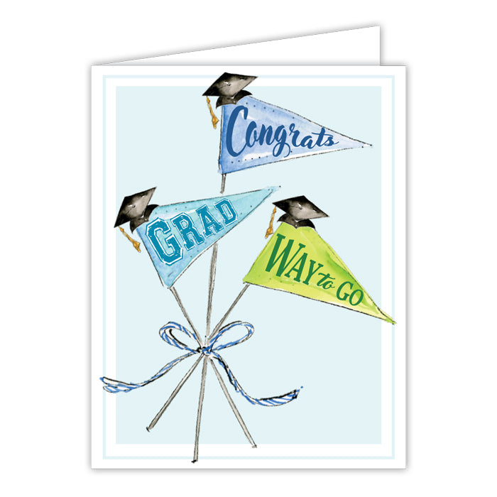 CONGRATS GRAD WAY TO GO PENNANTS GREETING CARD