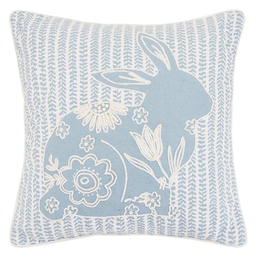 PORCELAIN BUNNY EMBROIDERED PILLOW