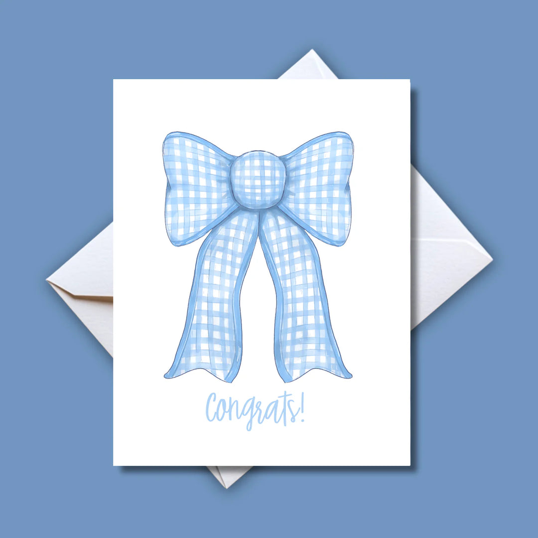 BLUE BOW CONGRATS CARD