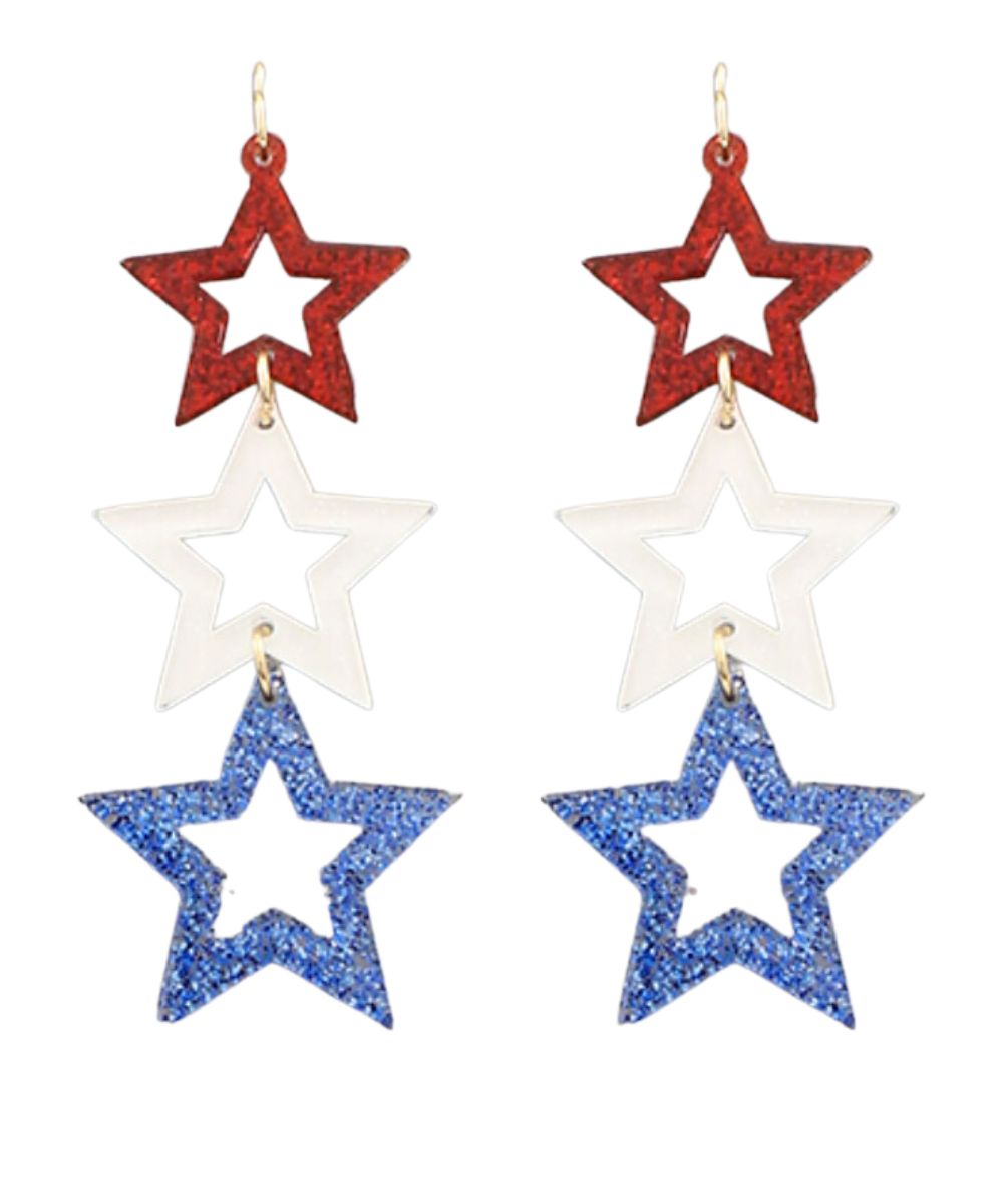 STAR ACRYLIC GLITTER EARRINGS