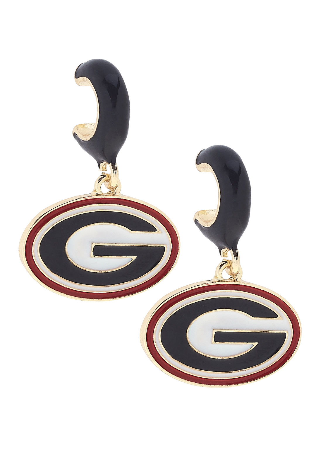 GEORGIA BULLDOGS ENAMEL LOGO HUGGIE HOOP EARRINGS