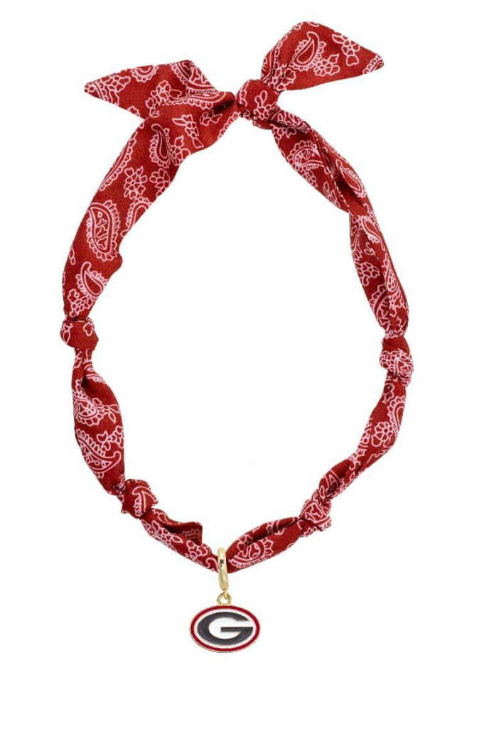 GEORGIA BULLDOGS LOGO BANDANA SCARF NECKLACE