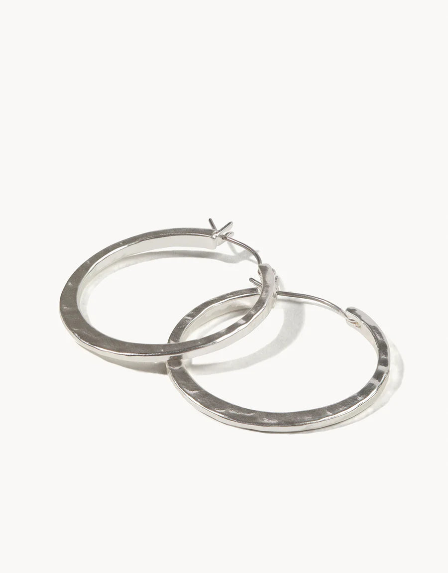 SILVER TEXTURED HOOP EARRINGS