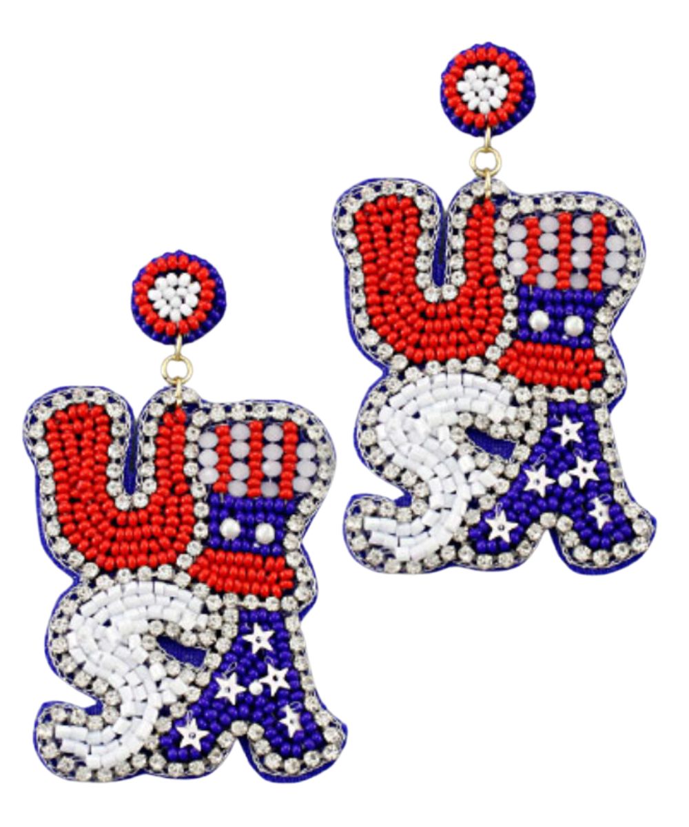 USA BEADED EARRINGS
