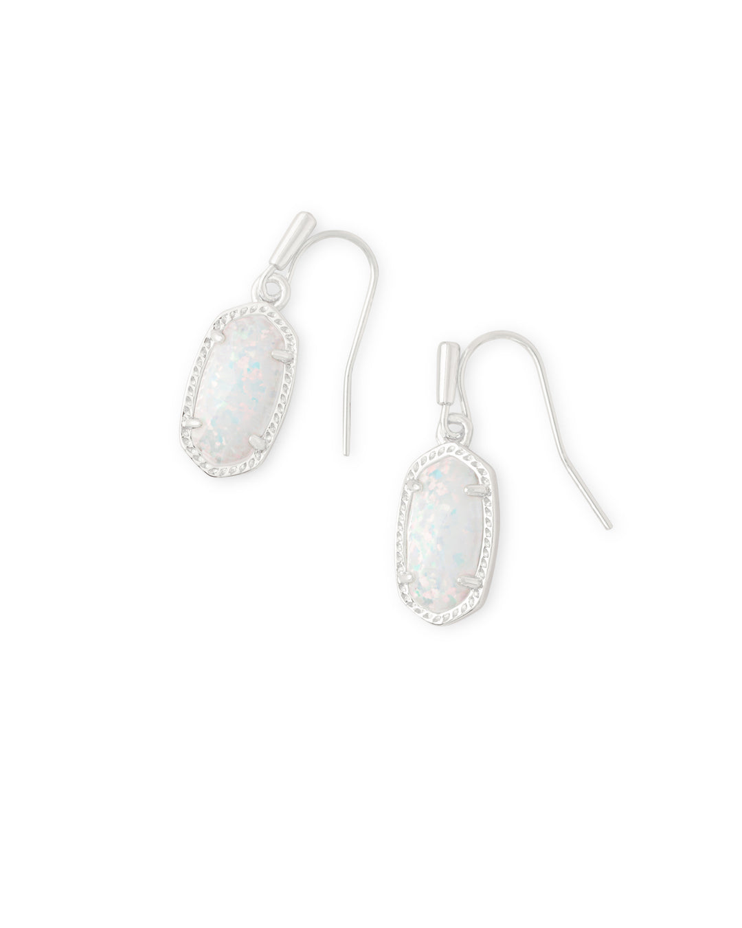 LEE EARRINGS, RHODIUM WHITE OPAL