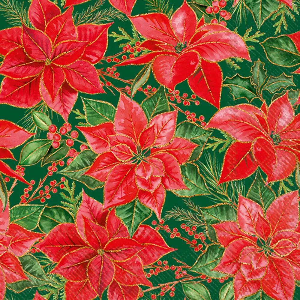 CHRISTMAS POINSETTIA COCKTAIL NAPKIN