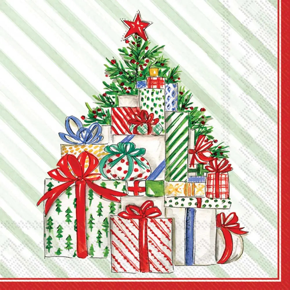 CHRISTMAS PRESENTS TREE COCKTAIL NAPKIN