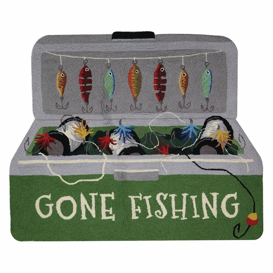 GONE FISHING SHAPED HOOK RUG