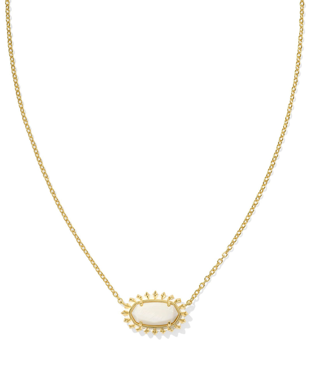 ELISA COLOR BURST FRAME SHORT PENDANT NECKLACE, GOLD WHITE MOTHER OF PEARL